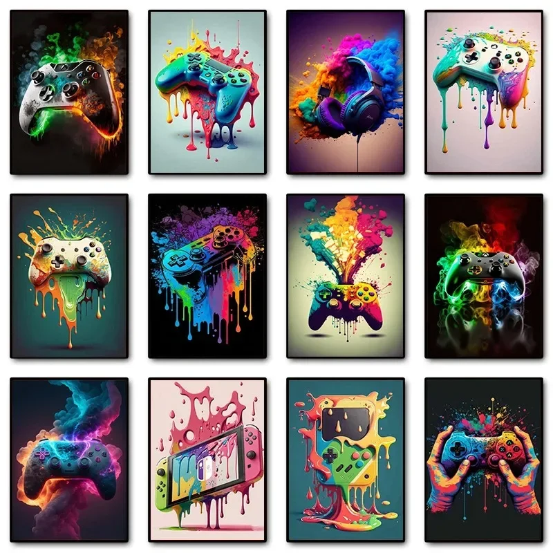 Gaming Accessories Wall - Kleurrijke pop-art gamer controller gaming wanddecoratie