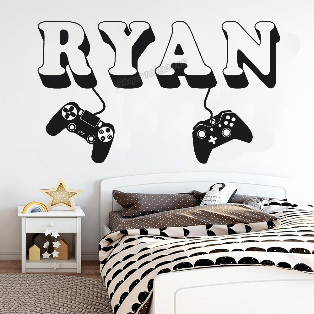 Gaming Accessories Wall - Gamer muursticker aangepaste naam controller video